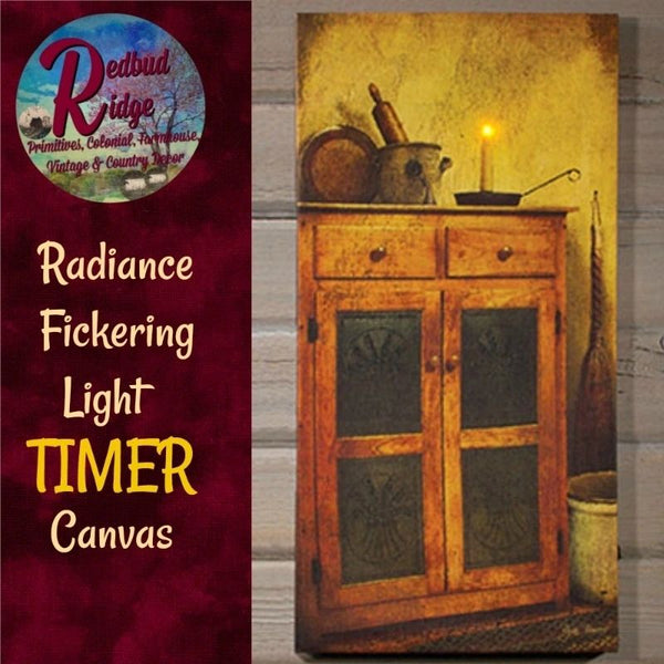 Old Pie Safe Lighted LED Radiance 6 Hr Timer Canvas