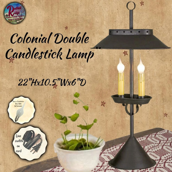 Colonial Double Candlestick Lamp 22"H