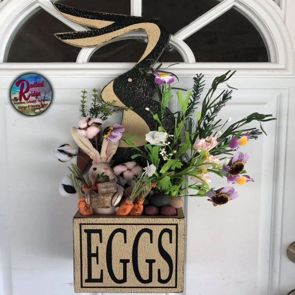 Wood Bunny Eggs Box 25"H