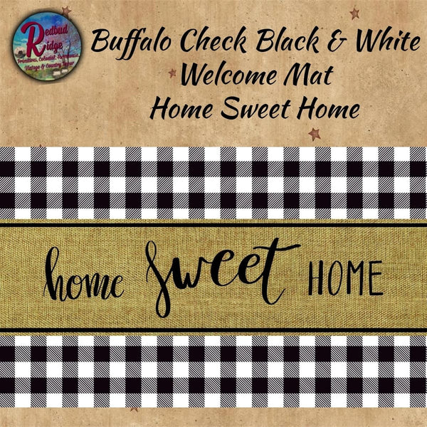 Buffalo Check Black & White Home Sweet Home Mat Rug