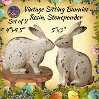 Vintage Sitting Bunnies 2 Set  2 Sizes Available