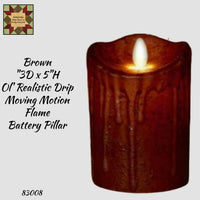 Ol' Realistic 3"x5" Moving Motion Flame Pillar Timer Candle Assorted Colors Available