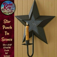 Star Punch Tin Taper Candle Sconce