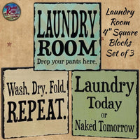 Laundry Block Signs Set of 3