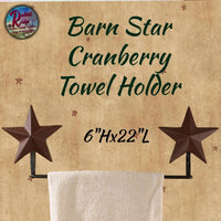 Double Barn Star Towel Holder Black or Cranberry