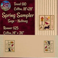 Spring Sampler Runner or Towel Embroidered