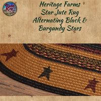 Heritage Farms Star Black & Burgundy Jute Rugs Half or Oval