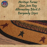 Heritage Farms Star Black & Burgundy Jute Rugs Half or Oval