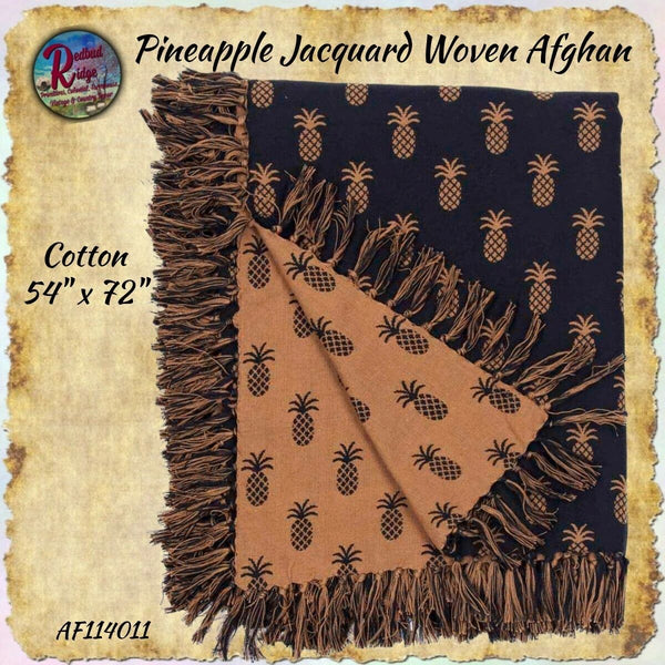 Pineapple Jacquard Black THROW Woven Afghan