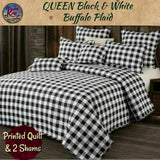 Buffalo Check Black & White King & Queen 3 pc Bedding Set