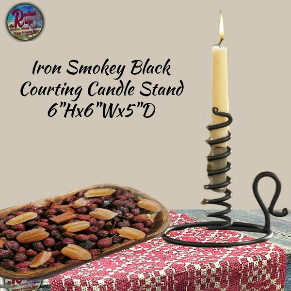 Candle Holder Courting Iron Smokey Black (History of the Courting Candle)