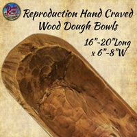 Hand Carved Wood Dough Bowl Trough 16" ~ 20"