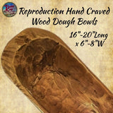Hand Carved Wood Dough Bowl Trough 16" ~ 20"