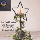 Star Candle Holder Freestanding 11.5"H Textured Black