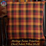 Heritage Farms Primitive Check Fabric Pillow 16x16 34367 Heritage Farms Collection