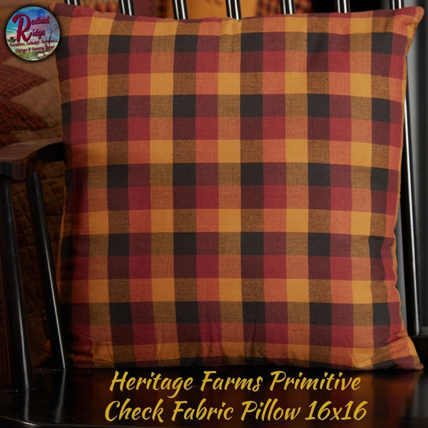 Heritage Farms Primitive Check Fabric Pillow 16x16 34367 Heritage Farms Collection