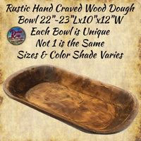 Reproduction Rustic Hand Carved Dough Bowl Trencher 22"x11.5"
