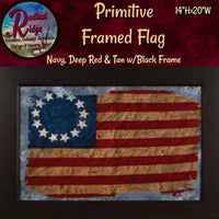 Primitive Vintage Country Americana FRAMED FLAG Picture SALE