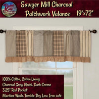 Sawyer Mill Charcoal Patchwork Valance 19"x72" Sawyer Mill Collection