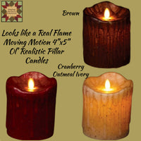 Ol' Realistic Moving Motion Flame 4"x5" Pillar Timer Candle Assorted