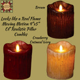 Ol' Realistic Moving Motion Flame 4"x5" Pillar Timer Candle Assorted