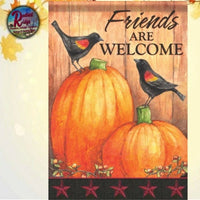 Fall Friends Are Welcome Pumpkin/Crow/Stars Large Flag