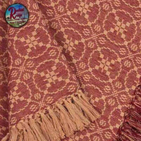 Marshfield Jacquard Barn Red & Khaki THROW Woven Afghan