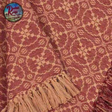 Marshfield Jacquard Barn Red & Khaki THROW Woven Afghan