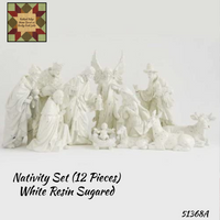 Nativity Set White Resin Sugared Set of 12