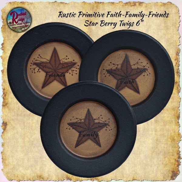 Rustic Faith~Family~Friends Star Berry Twigs 6" Plates