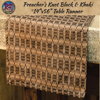 Preacher's Knot Black & Khaki Table Runners 32" or 56"