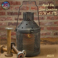 Vintage Aged Tin Star Lantern