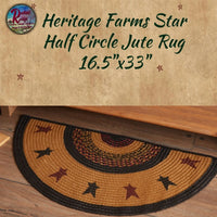 Heritage Farms Star Black & Burgundy Jute Rugs Half or Oval
