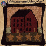 Saltbox House with Stars Hooked Pillow 14" Sq