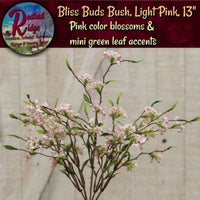 NEW!! Bliss Buds Bush, Light Pink, 13" Perfect Spring or Summer Artificial