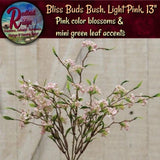 NEW!! Bliss Buds Bush, Light Pink, 13" Perfect Spring or Summer Artificial