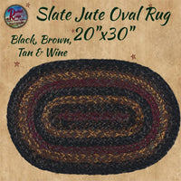 Slate Braided Oval or Rectangle 20"x30"Jute Rugs