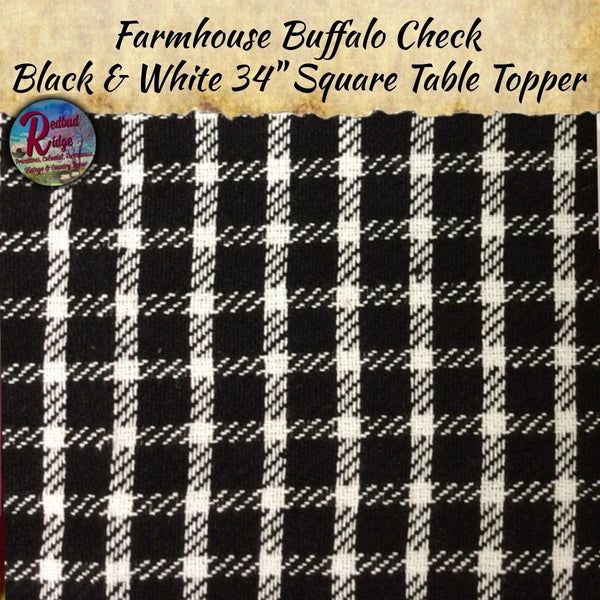 Black & White Buffalo Check 34" Square Table Topper
