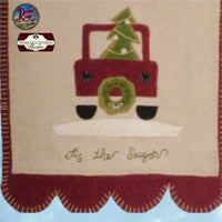 Christmas RED TRUCK Runner Nutmeg & Barn Red 14x36