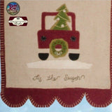 Christmas RED TRUCK Runner Nutmeg & Barn Red 14x36