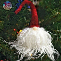 Gnome Red & Black Buffalo Plaid Hat ANGORA Ornament or Bowl Filler 8"H