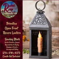 Ship Open Front Black Punch Tin 12" Lantern