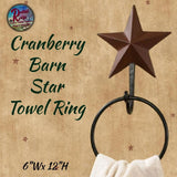 Barn Star Towel Ring Black or Cranberry
