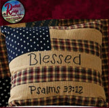 Patriotic Patch Blessed Pillow 7708 ~ Psalms 33:12 / 10" Square