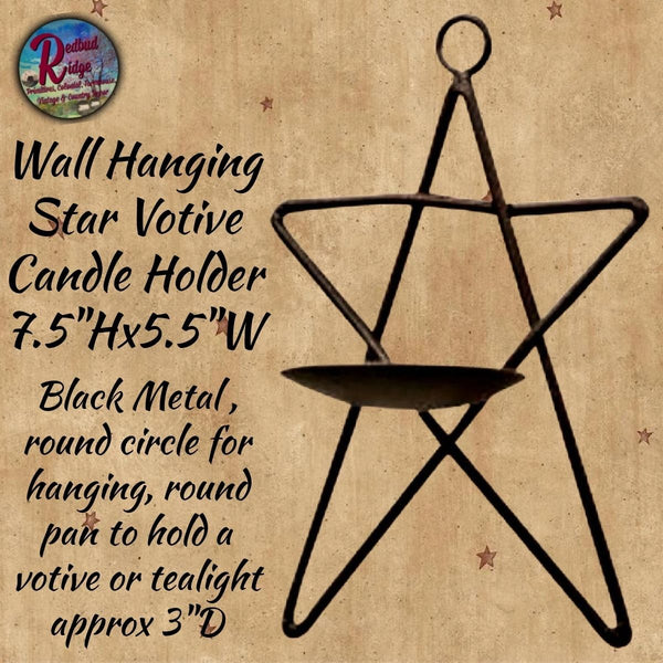 Candle Holder Star Wall Hanging Votive Candle Holder 7.5"