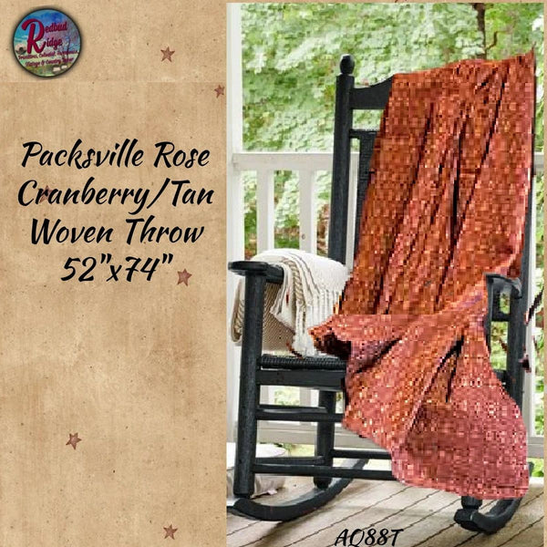 Packsville Rose Cranberry/Red & Linen Woven Throw Blanket 52"x74"