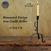Vintage Black Hammered Iron Taper 10"H