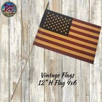 Vintage Flag 12"H Flag 4"x6"  Set of 2