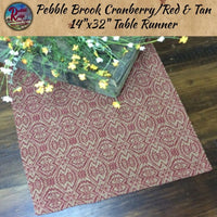 Pebble Brook Cranberry/Red & Tan Woven Table Top Collection
