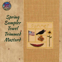 Summer Sampler Runner or Towel Embroidered Crow Watermelon Flag Sunflower